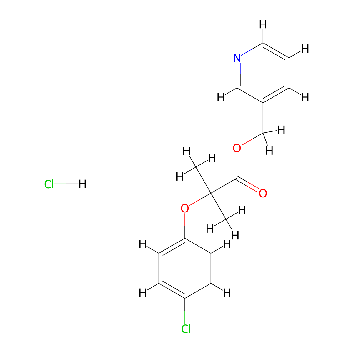 Nicofibrate hydrochloride molecular structure, CAS 17413-51-3
