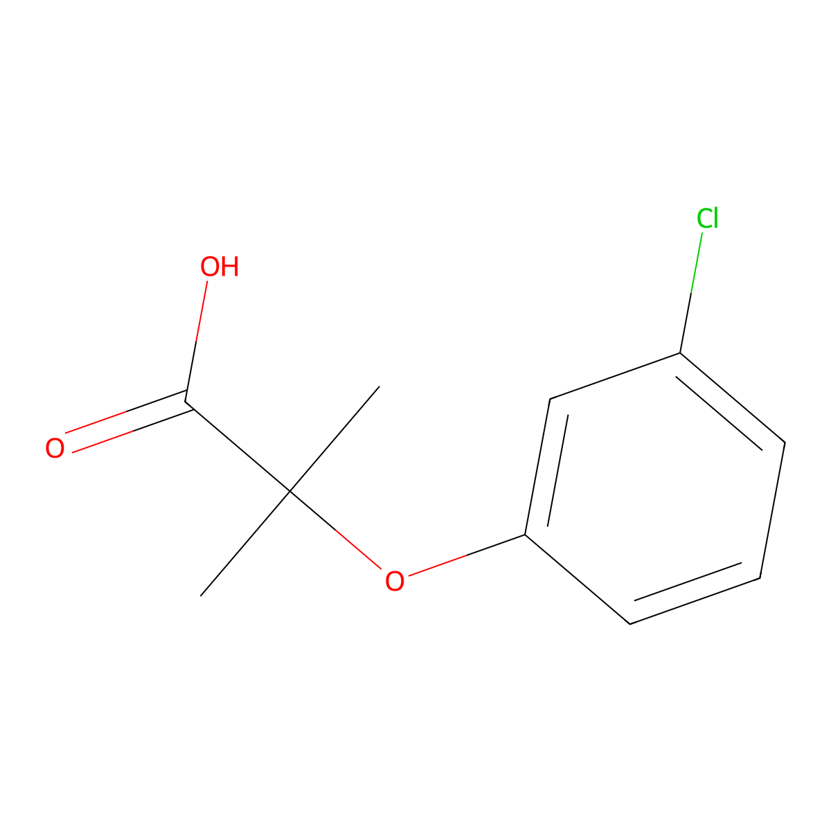2-(3-Chlorophenoxy)-2-methylpropanoic acid molecular structure, CAS 17413-73-9