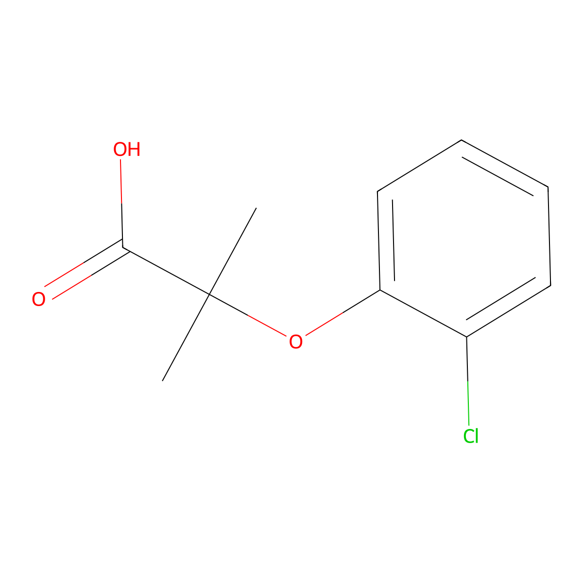 2-(2-Chlorophenoxy)-2-methylpropanoic acid molecular structure, CAS 17413-79-5