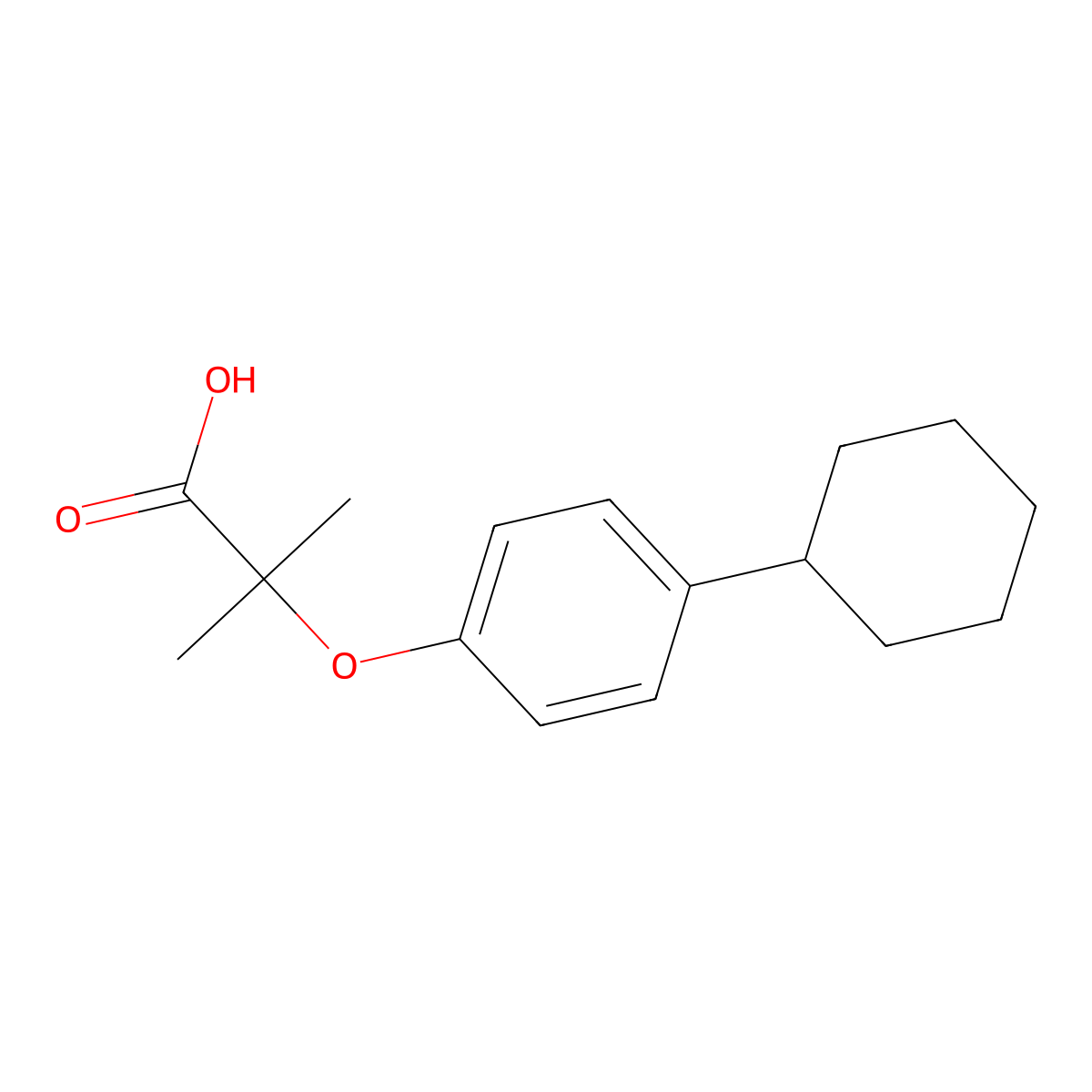 2-(4-Cyclohexylphenoxy)-2-methylpropanoic acid molecular structure, CAS 17413-81-9