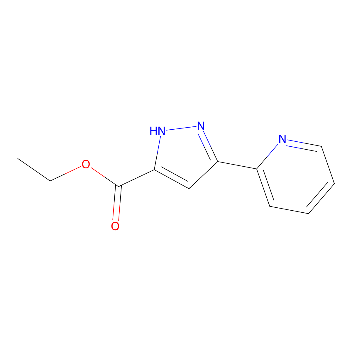 Ethyl 3-(pyridin-2-yl)-1H-pyrazole-5-carboxylate molecular structure, CAS 174139-65-2