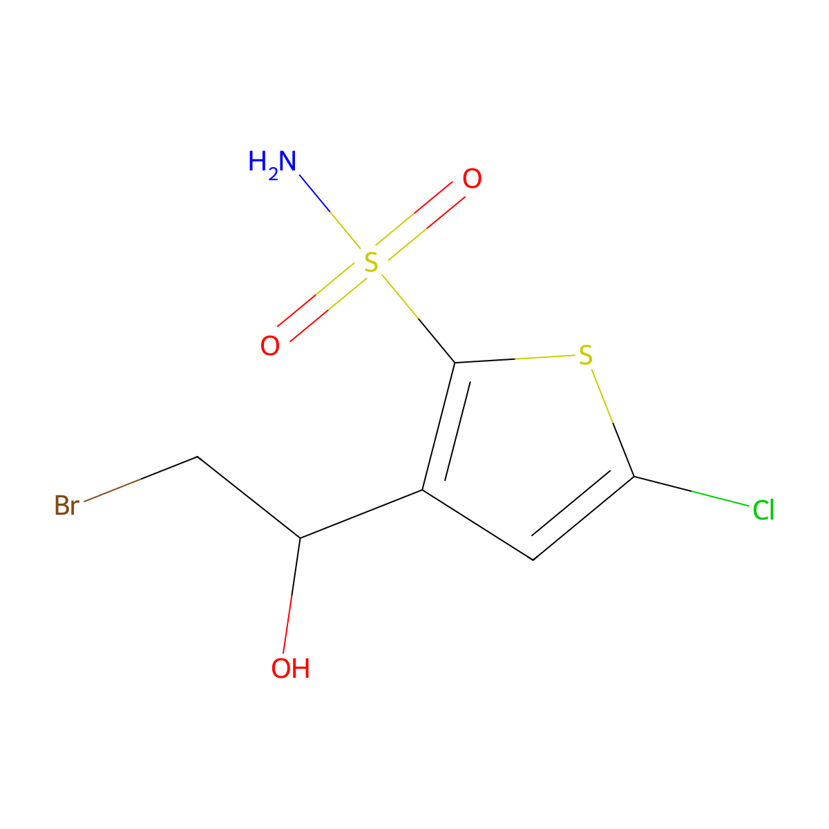 3-(2-Bromo-1-hydroxyethyl)-5-chlorothiophene-2-sulfonamide molecular structure, CAS 174139-67-4
