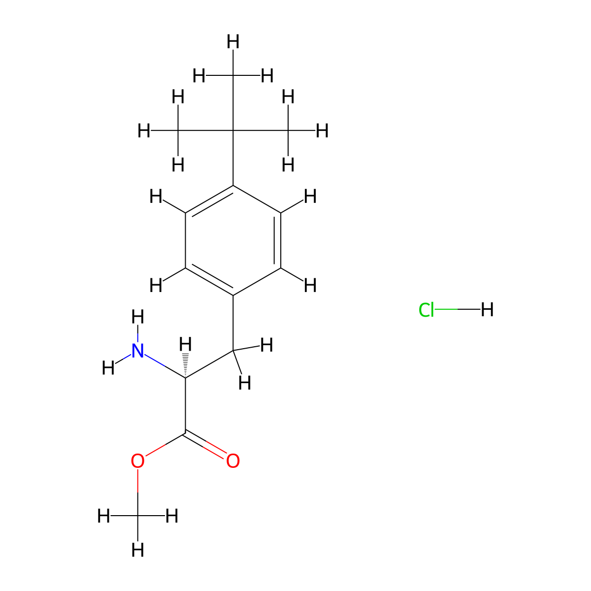 Methyl (S)-2-amino-3-(4-(tert-butyl)phenyl)propanoate hydrochloride molecular structure, CAS 174152-10-4