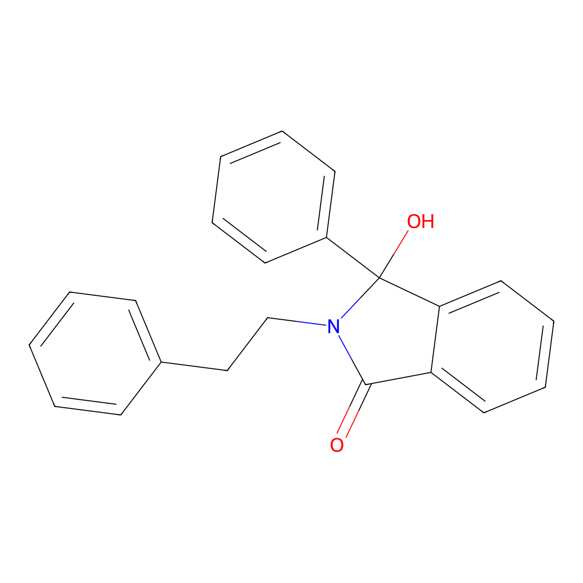 3-Hydroxy-3-phenyl-2-(2-phenylethyl)-1-isoindolinone molecular structure, CAS 17416-55-6