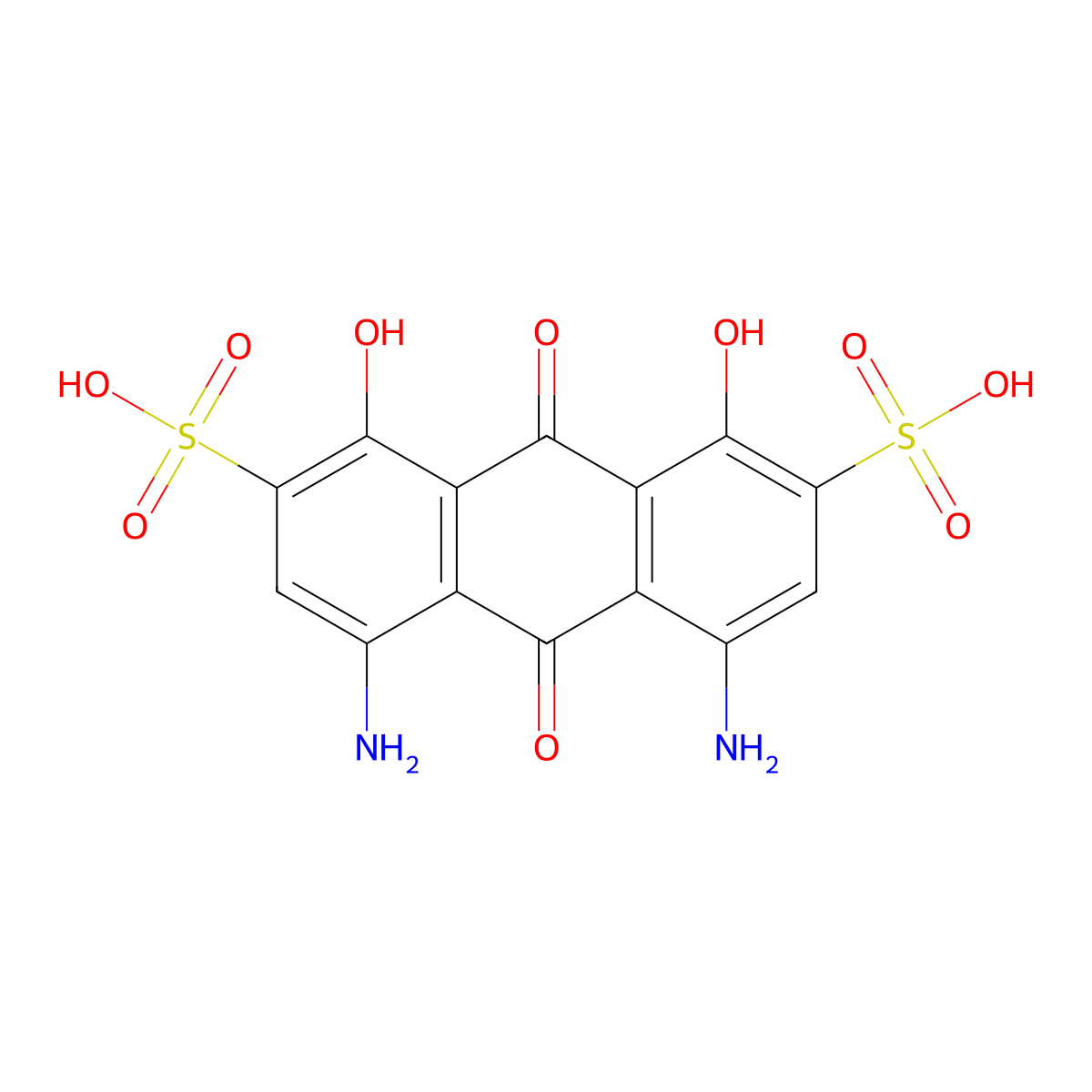 4,5-Diamino-9,10-dihydro-1,8-dihydroxy-9,10-dioxoanthracene-2,6-disulphonic acid molecular structure, CAS 17418-72-3