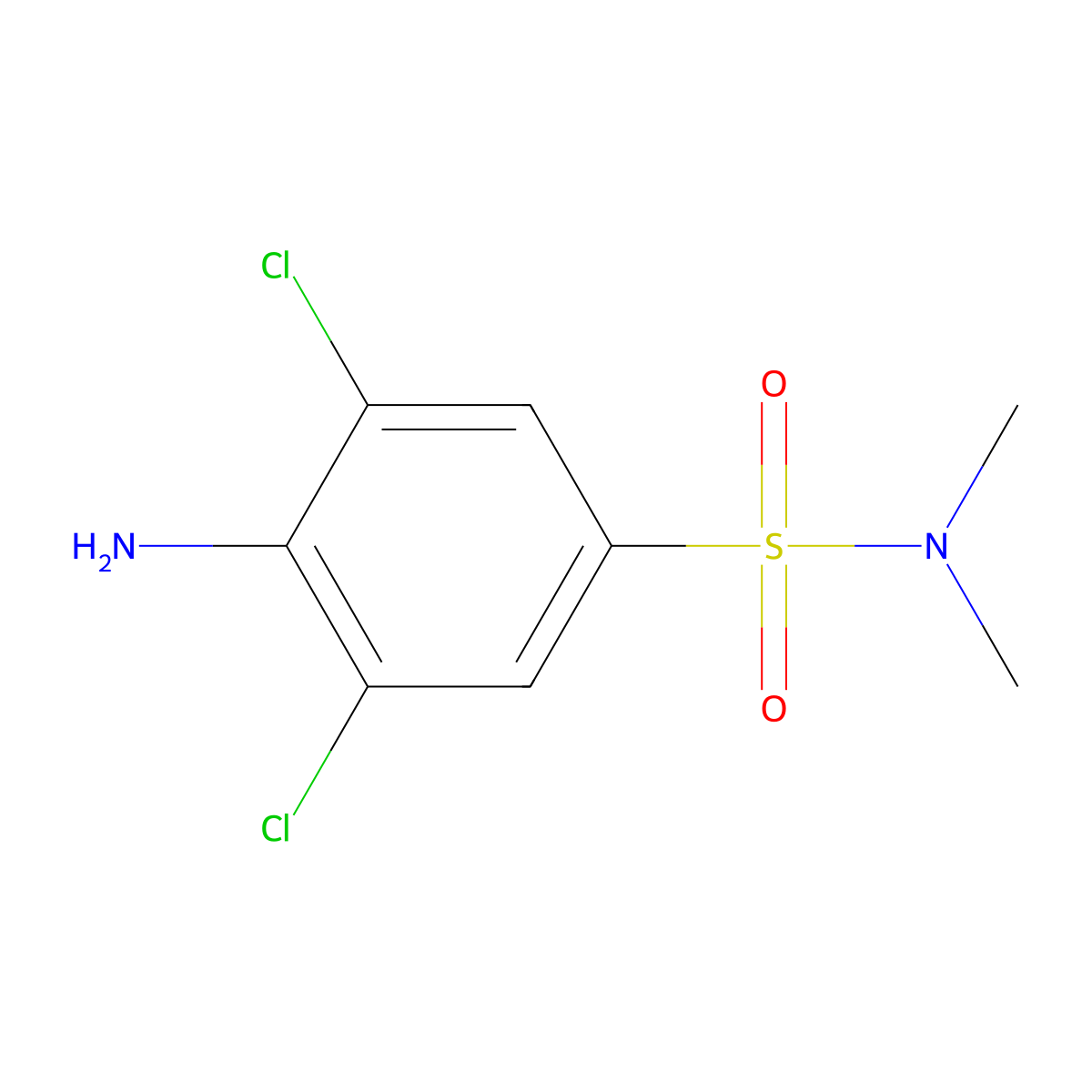 Benzenesulfonamide, 4-amino-3,5-dichloro-N,N-dimethyl- molecular structure, CAS 17418-80-3