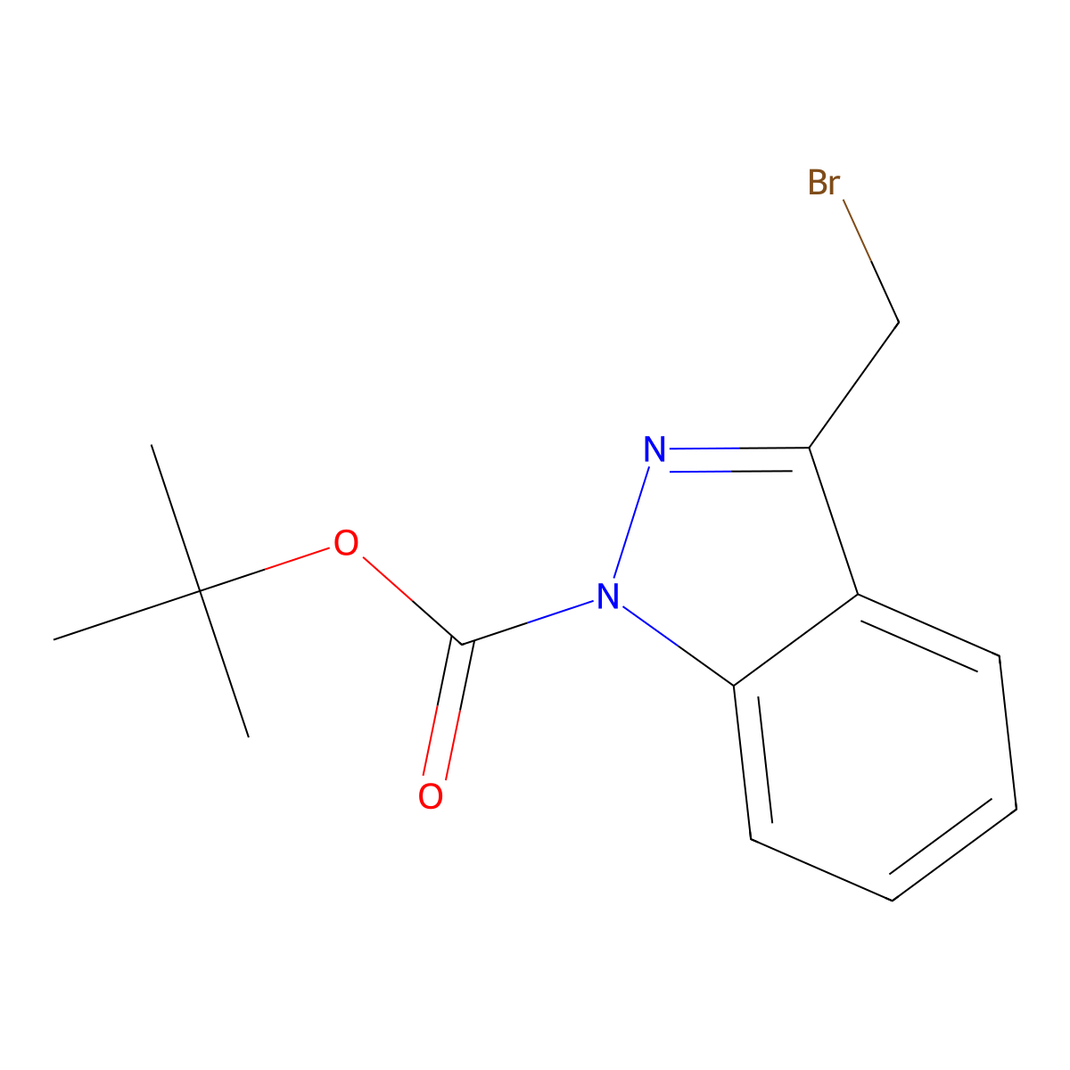 3-(Bromomethyl)-1H-indazole, N1-BOC protected molecular structure, CAS 174180-42-8