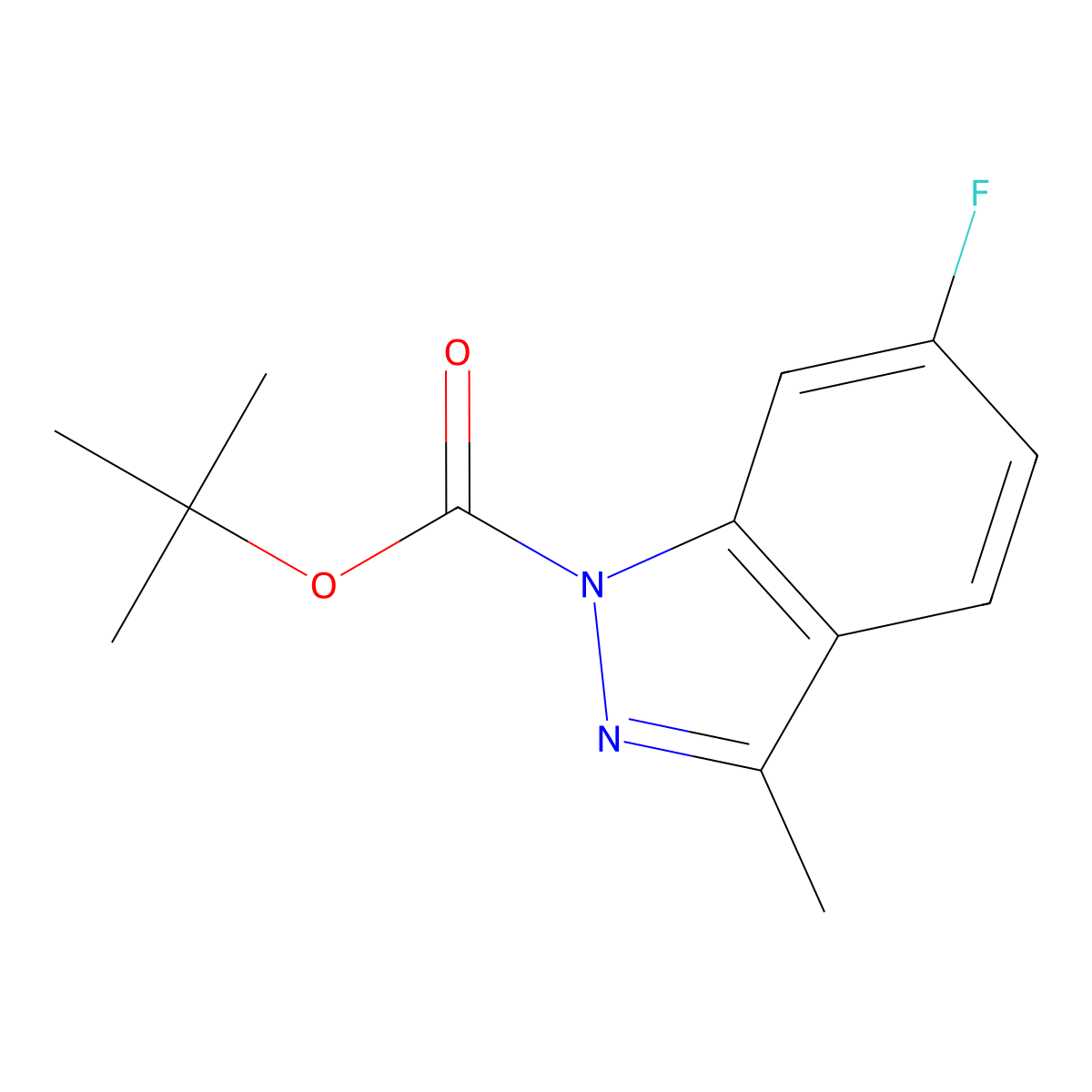 tert-butyl 6-fluoro-3-methyl-1H-indazole-1-carboxylate molecular structure, CAS 174180-43-9