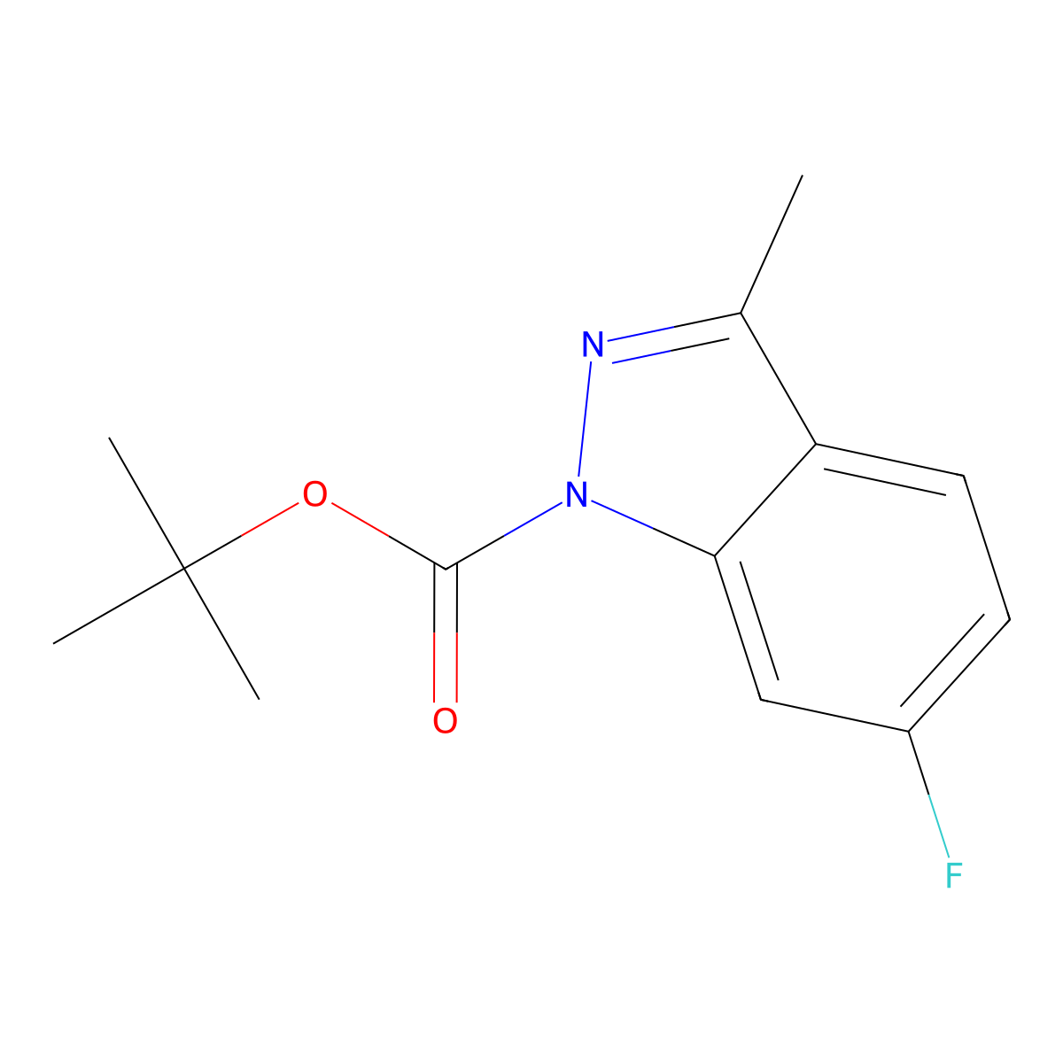 tert-butyl 6-fluoro-3-methyl-1H-indazole-1-carboxylate molecular structure, CAS 174180-43-9