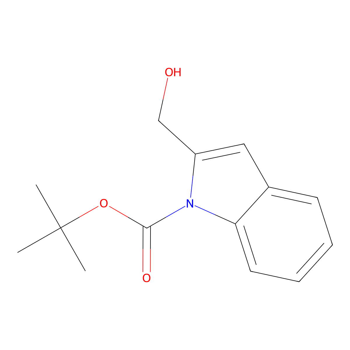 tert-butyl 2-(hydroxymethyl)-1H-indole-1-carboxylate molecular structure, CAS 174180-53-1