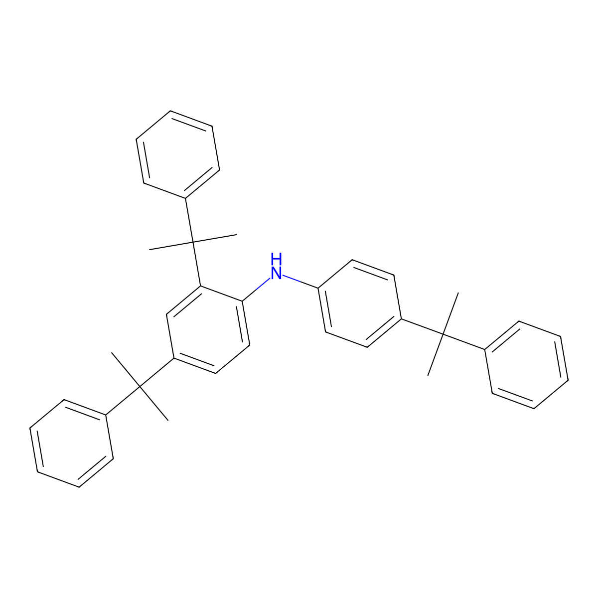 Benzenamine, 2,4-bis(1-methyl-1-phenylethyl)-N-[4-(1-methyl-1-phenylethyl)phenyl]- molecular structure, CAS 17419-19-1