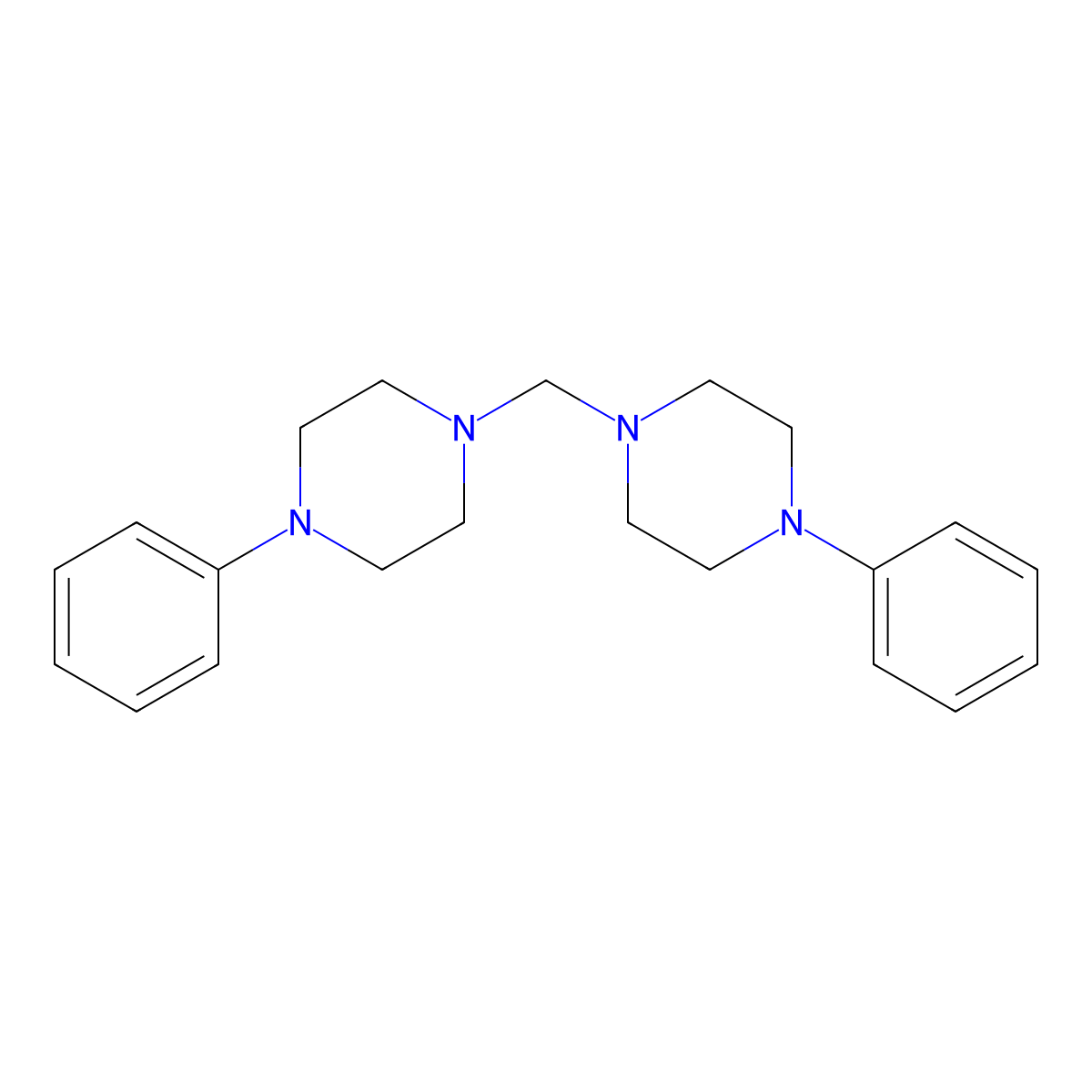 1,1'-Methylenebis(4-phenylpiperazine) molecular structure, CAS 17419-71-5