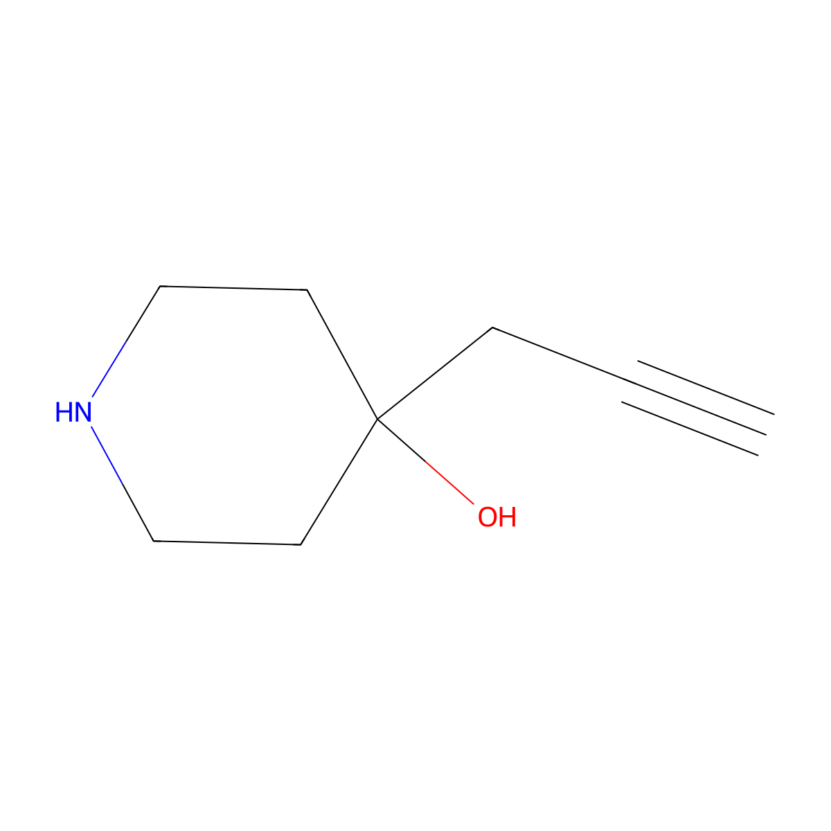 4-(Prop-2-yn-1-yl)piperidin-4-ol molecular structure, CAS 1742-70-7