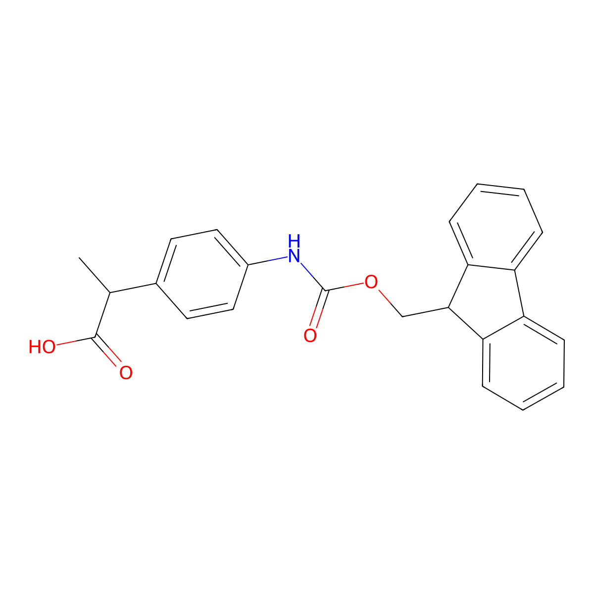 2-[4-({[(9H-fluoren-9-yl)methoxy]carbonyl}amino)phenyl]propanoic acid molecular structure, CAS 174213-78-6