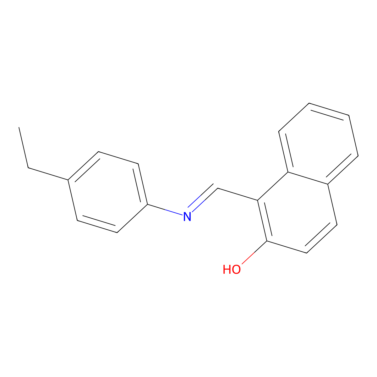 (E)-1-(((4-ethylphenyl)imino)methyl)naphthalen-2-ol molecular structure, CAS 174226-97-2