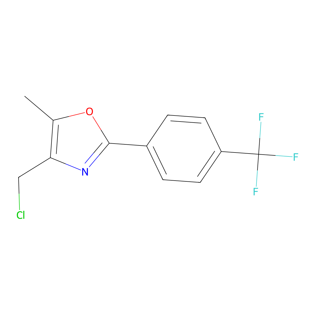 2-(4-Trifluoromethylphenyl)-4-chloromethyl-5-methyloxazole molecular structure, CAS 174258-39-0