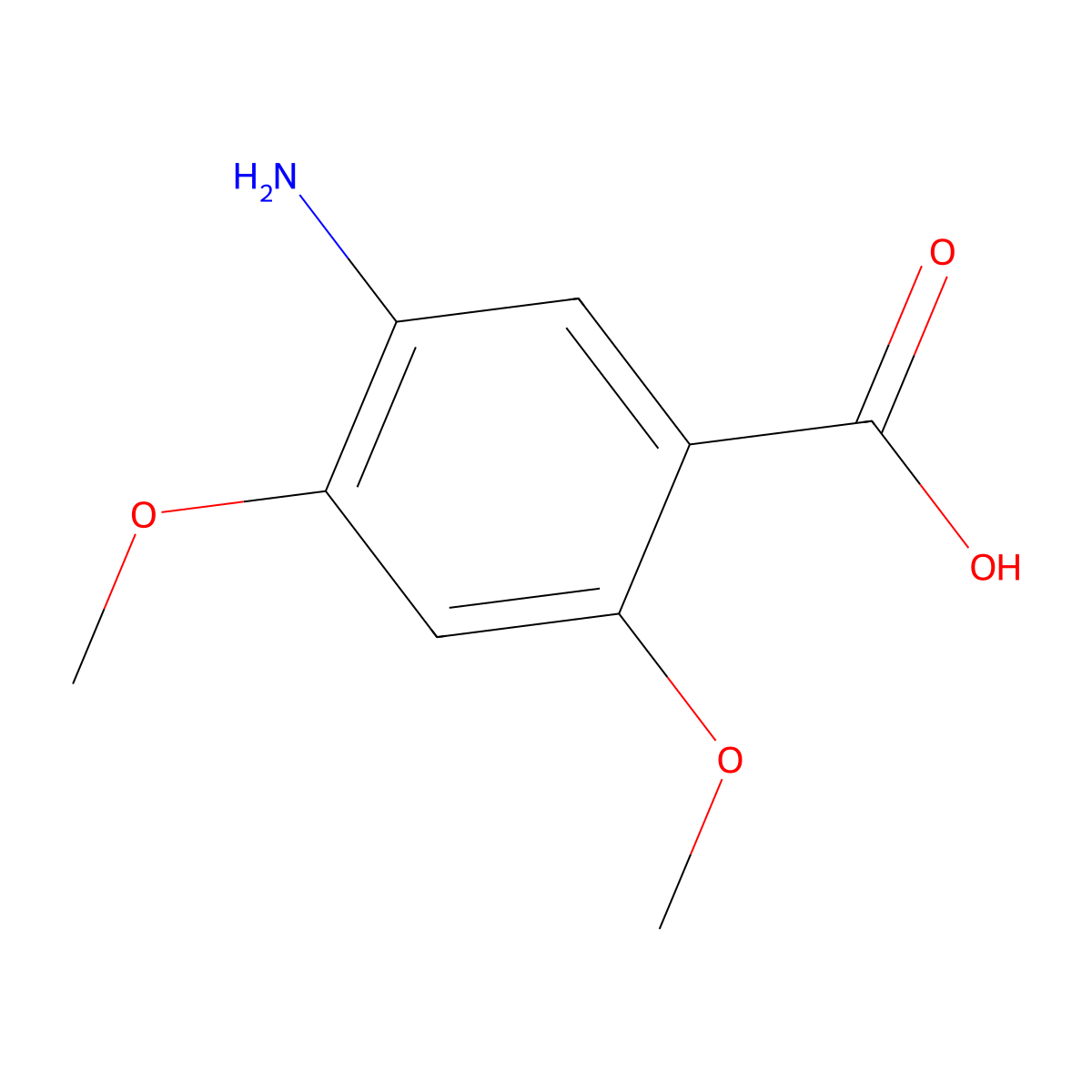 5-Amino-2,4-dimethoxybenzoic acid molecular structure, CAS 174261-19-9