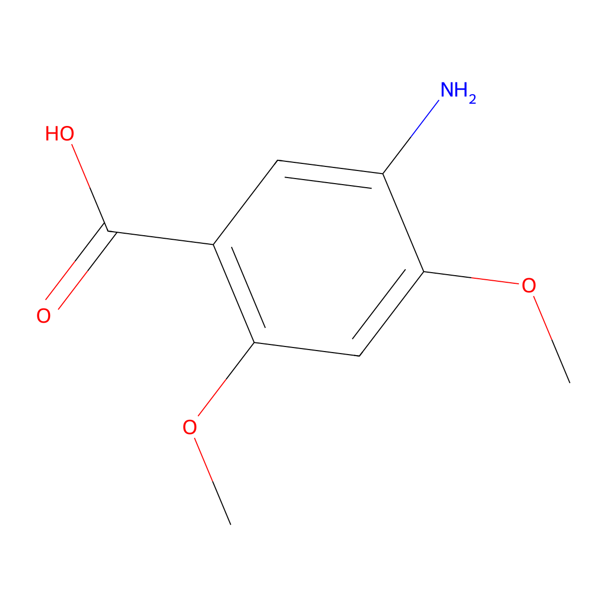 5-Amino-2,4-dimethoxybenzoic acid molecular structure, CAS 174261-19-9