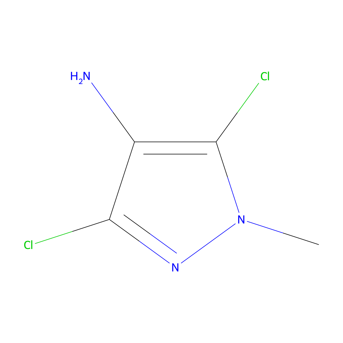 3,5-dichloro-1-methyl-1H-pyrazol-4-amine molecular structure, CAS 174264-16-5