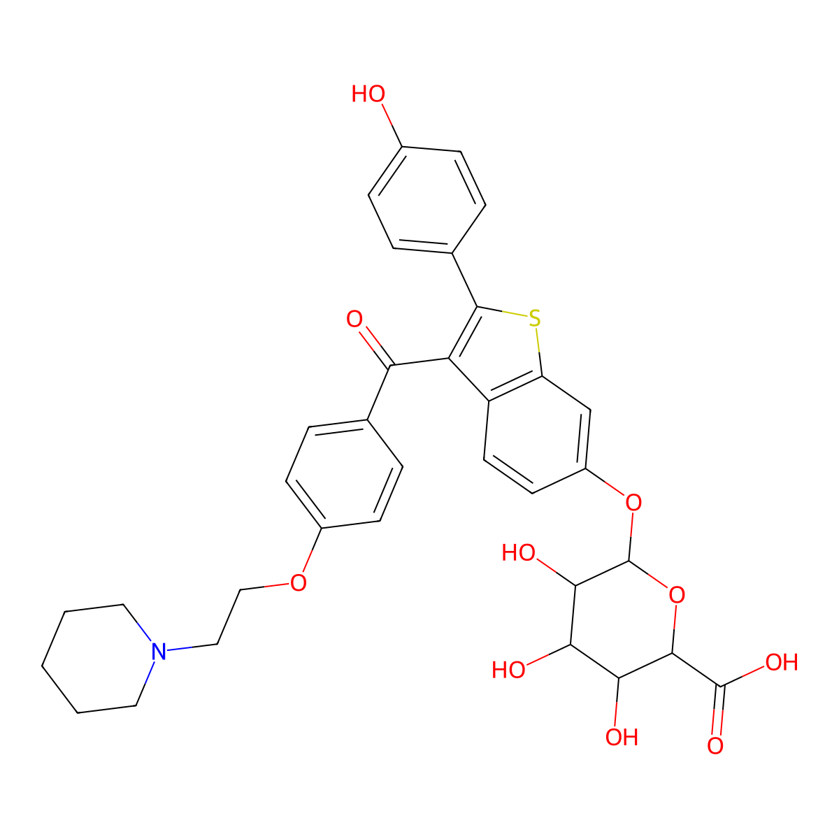 Raloxifene 6-glucuronide molecular structure, CAS 174264-50-7