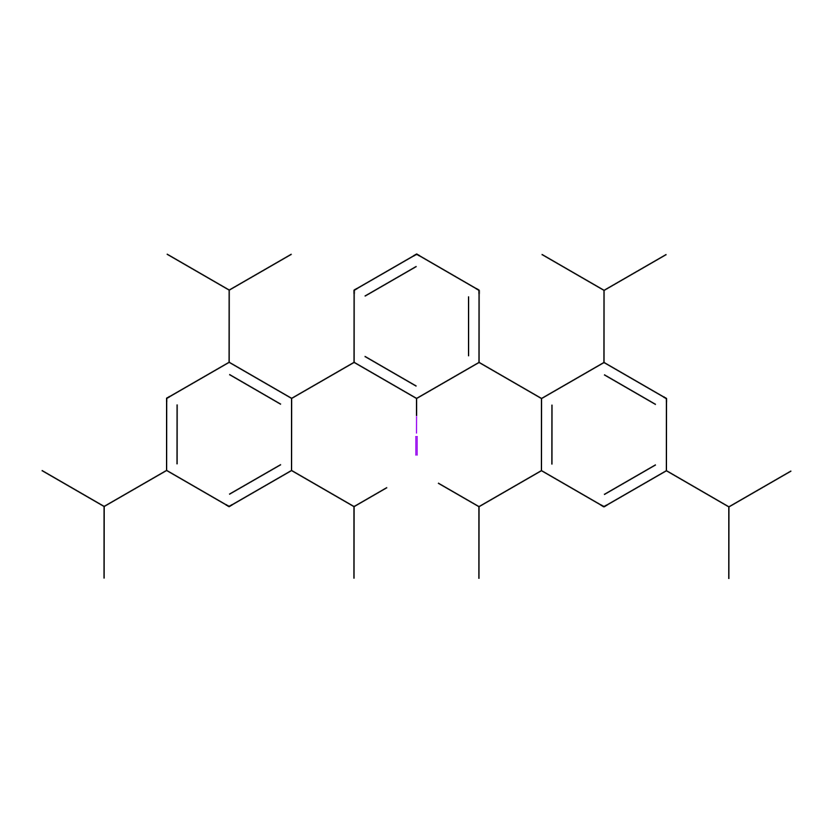 1,1':3',1''-Terphenyl, 2'-iodo-2,2'',4,4'',6,6''-hexakis(1-methylethyl)- molecular structure, CAS 174272-36-7