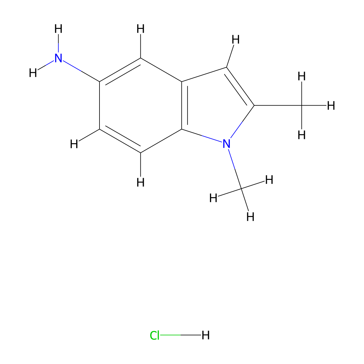 1,2-Dimethyl-1H-indol-5-amine hydrochloride molecular structure, CAS 174274-98-7