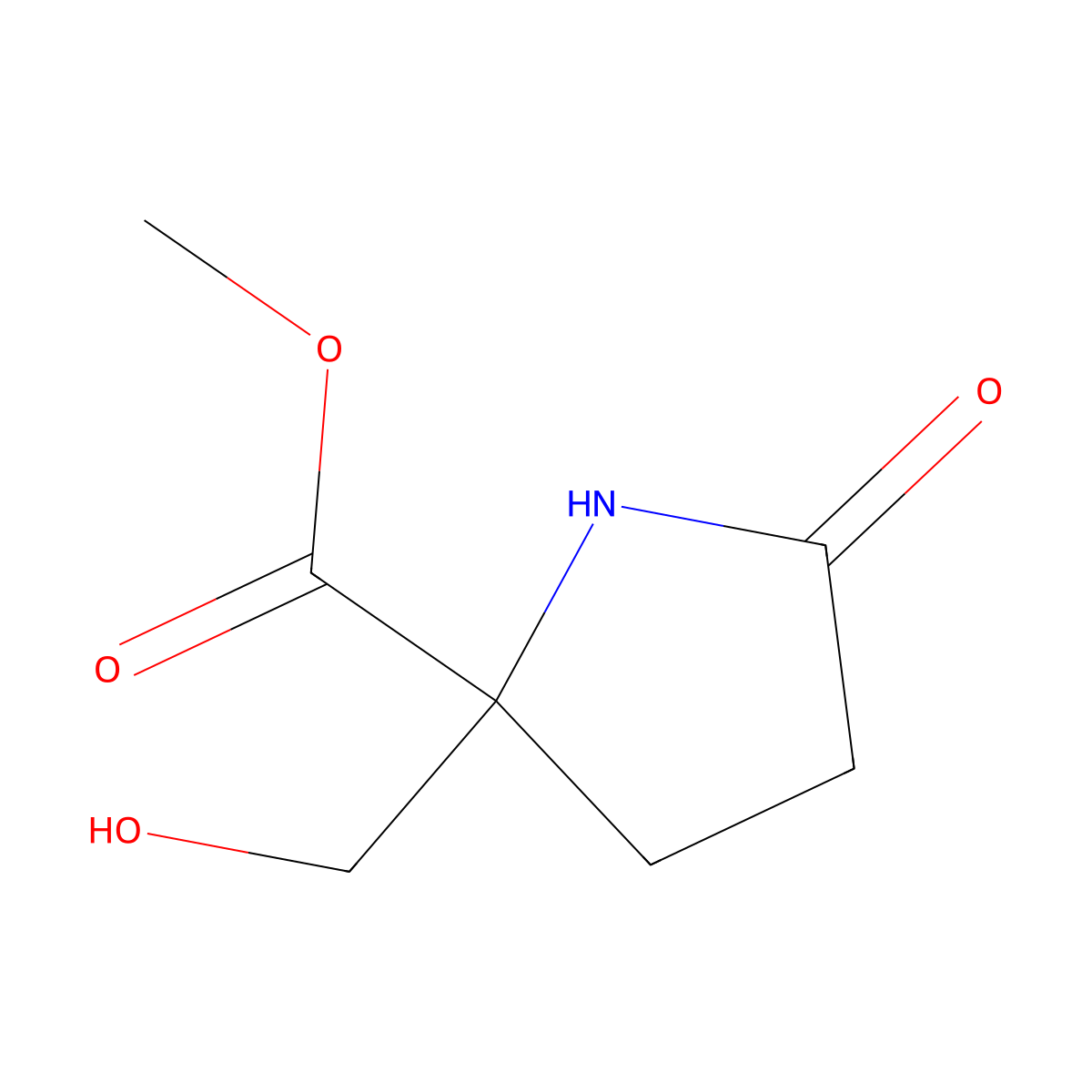 Methyl (2S)-2-(hydroxymethyl)-5-oxopyrrolidine-2-carboxylate molecular structure, CAS 174283-18-2