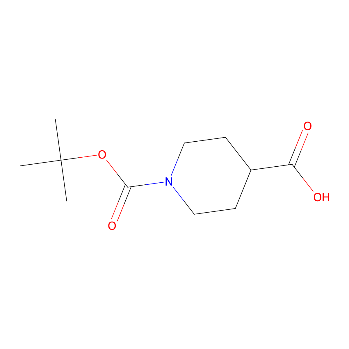 1-(tert-Butoxycarbonyl)-4-piperidinecarboxylic acid molecular structure, CAS 174286-31-8