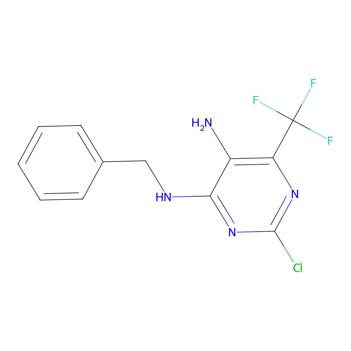 4-N-benzyl-2-chloro-6-(trifluoromethyl)pyrimidine-4,5-diamine molecular structure, CAS 1743-95-9