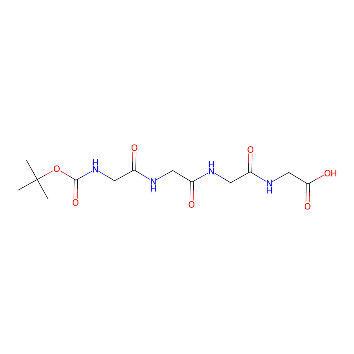 2,2-Dimethyl-4,7,10,13-tetraoxo-3-oxa-5,8,11,14-tetraazahexadecan-16-oic acid molecular structure, CAS 174308-47-5