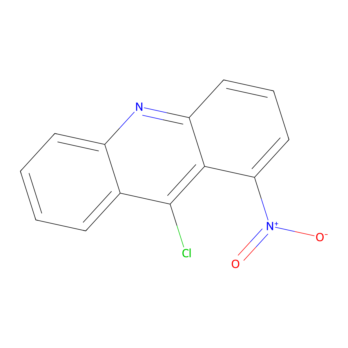 Acridine, 9-chloro-1-nitro- molecular structure, CAS 17431-90-2