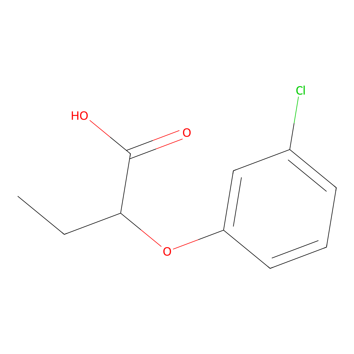 2-(3-Chlorophenoxy)butanoic acid molecular structure, CAS 17431-95-7
