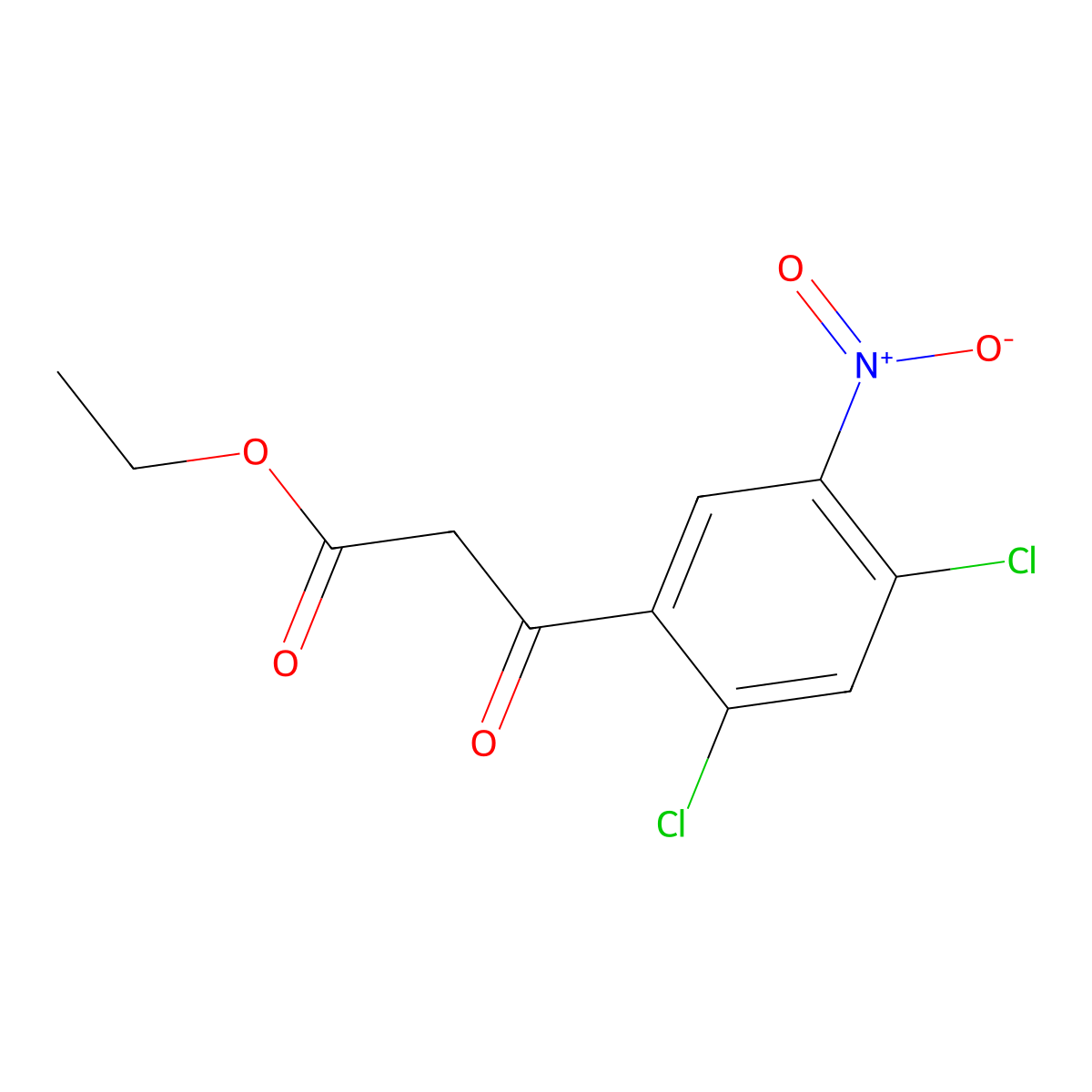 Ethyl 3-(2,4-dichloro-5-nitrophenyl)-3-oxopropanoate molecular structure, CAS 174312-93-7