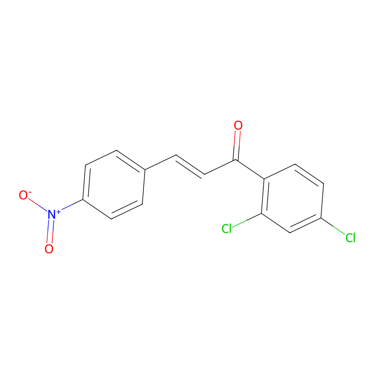 2-Propen-1-one, 1-(2,4-dichlorophenyl)-3-(4-nitrophenyl)- molecular structure, CAS 174314-75-1