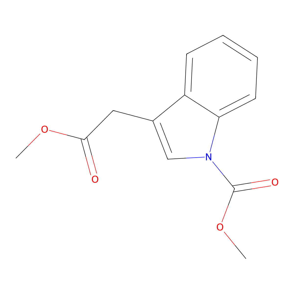 1H-Indole-3-acetic acid, 1-(methoxycarbonyl)-, methyl ester molecular structure, CAS 174319-54-1