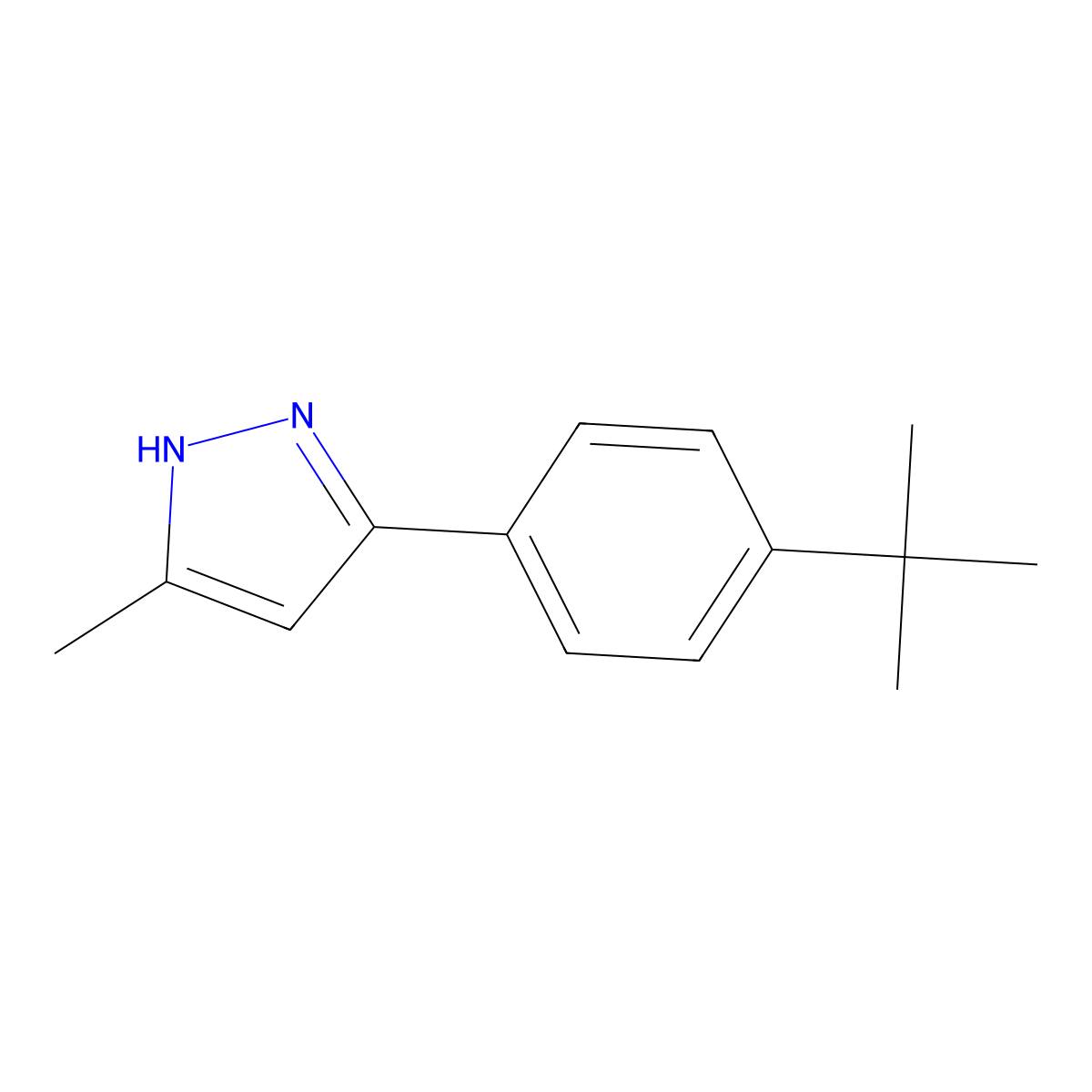 3-(4-tert-butylphenyl)-5-methyl-1H-pyrazole molecular structure, CAS 174321-43-8