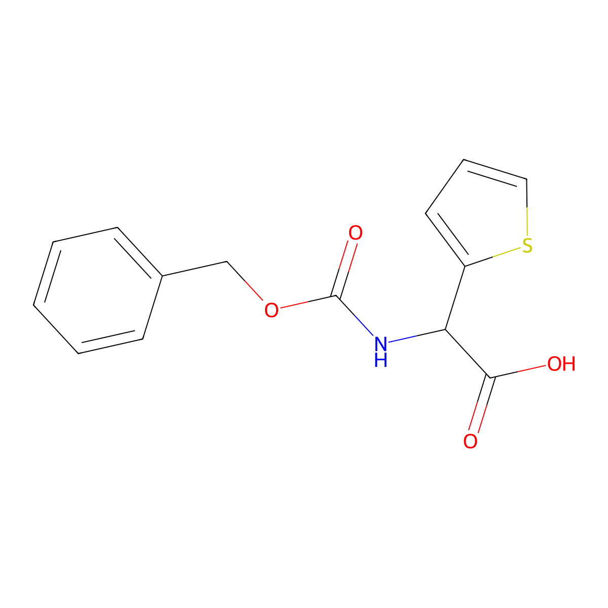 2-{[(Benzyloxy)carbonyl]amino}-2-(thiophen-2-yl)acetic acid molecular structure, CAS 17433-90-8