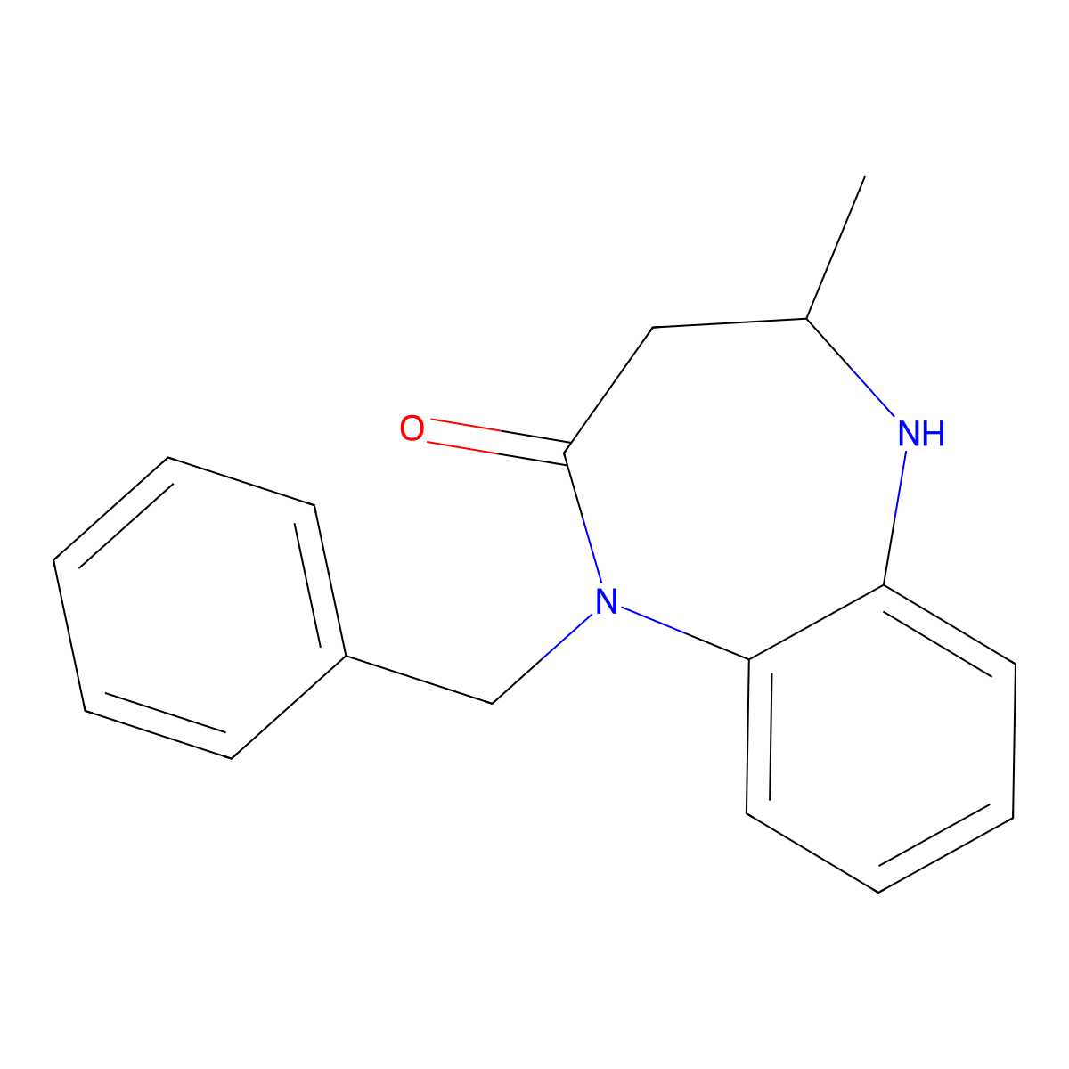 1-benzyl-4-methyl-2,3,4,5-tetrahydro-1H-1,5-benzodiazepin-2-one molecular structure, CAS 174337-50-9