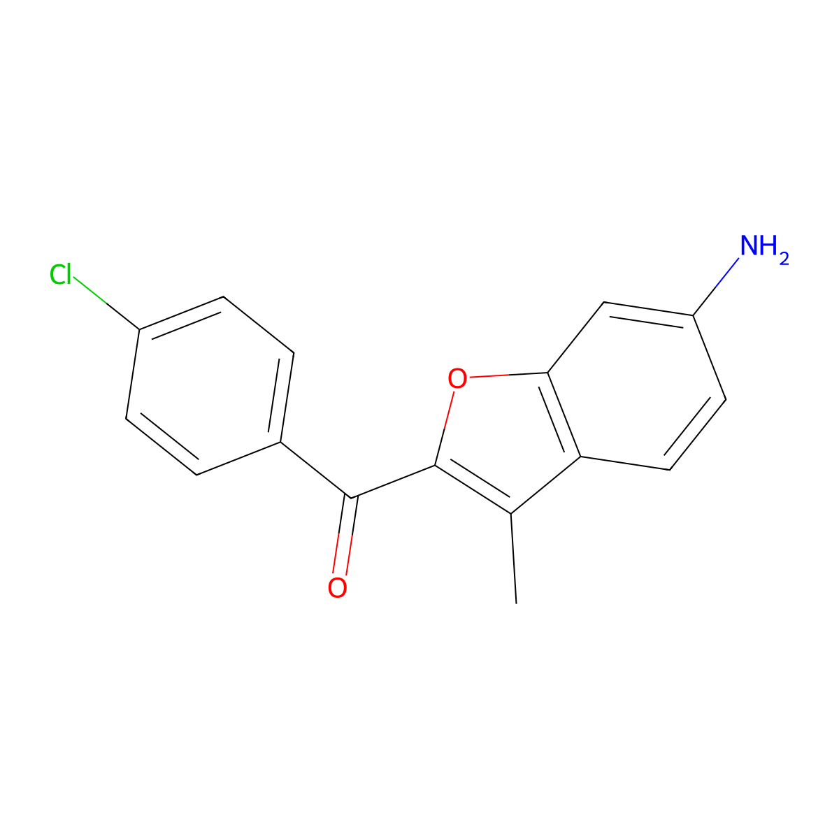(6-Amino-3-methylbenzofuran-2-yl)(4-chlorophenyl)methanone molecular structure, CAS 174344-22-0