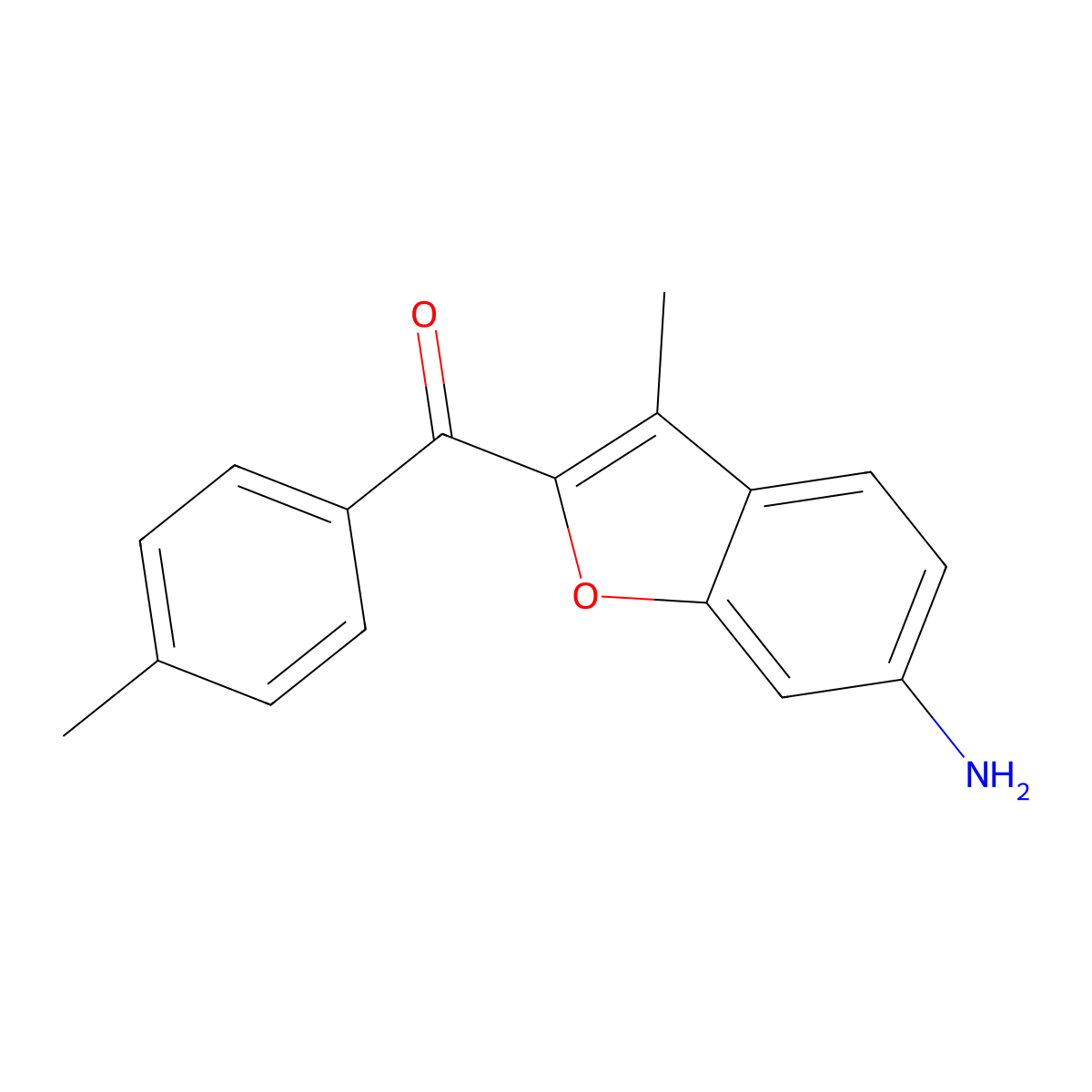 3-Methyl-2-(4-methylbenzoyl)-1-benzofuran-6-amine molecular structure, CAS 174344-23-1