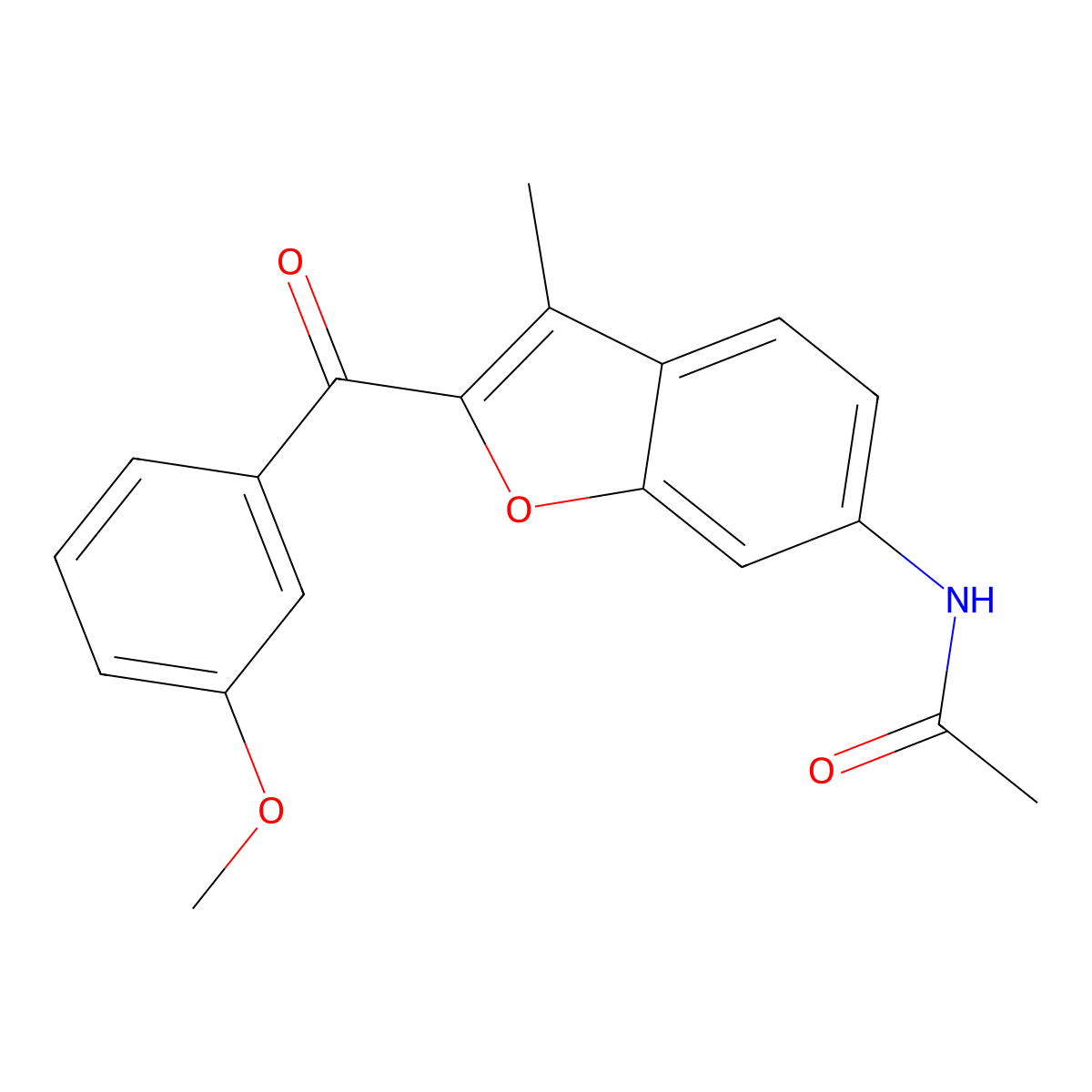 N-[2-(3-methoxybenzoyl)-3-methyl-1-benzofuran-6-yl]acetamide molecular structure, CAS 174344-45-7