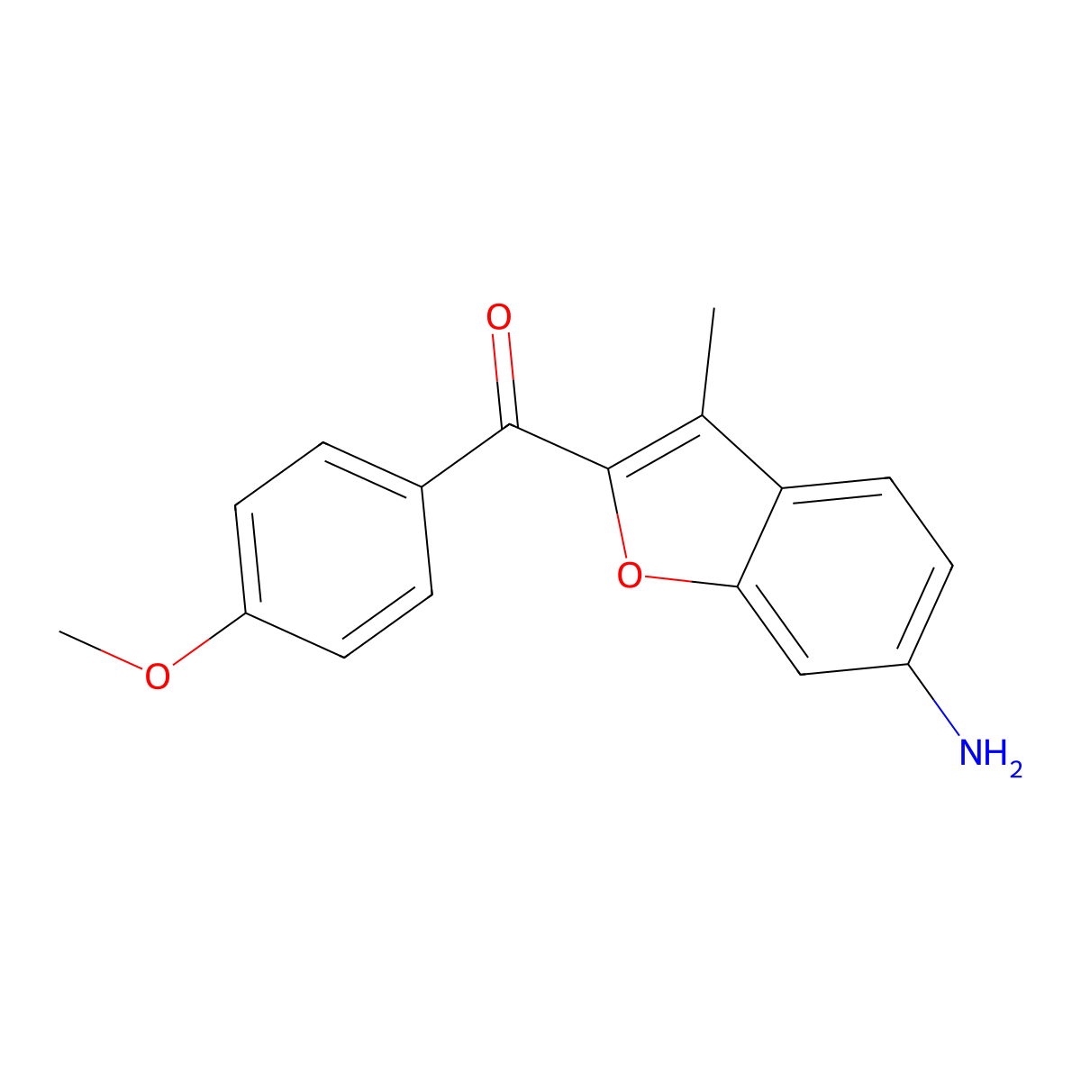 (6-Amino-3-methylbenzofuran-2-yl)(4-methoxyphenyl)methanone molecular structure, CAS 174344-80-0