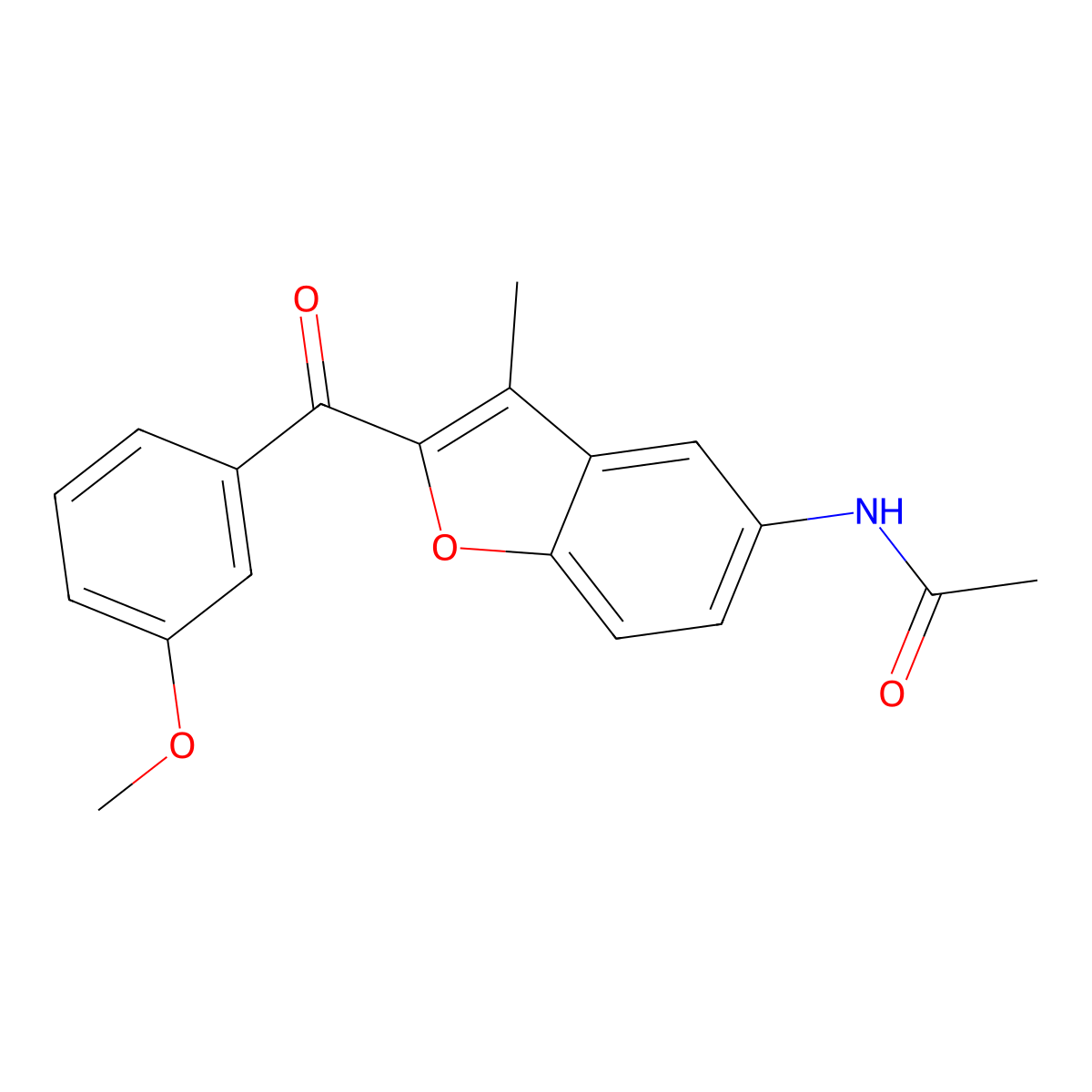 N-[2-(3-methoxybenzoyl)-3-methyl-1-benzofuran-5-yl]acetamide molecular structure, CAS 174345-79-0