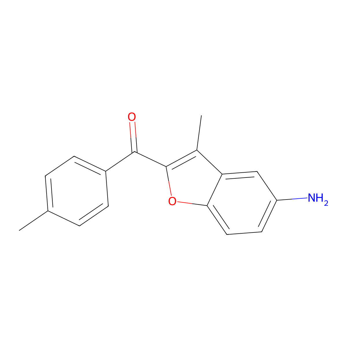 5-Amino-3-methylbenzo[d]furan-2-yl 4-methylphenyl ketone molecular structure, CAS 174346-41-9