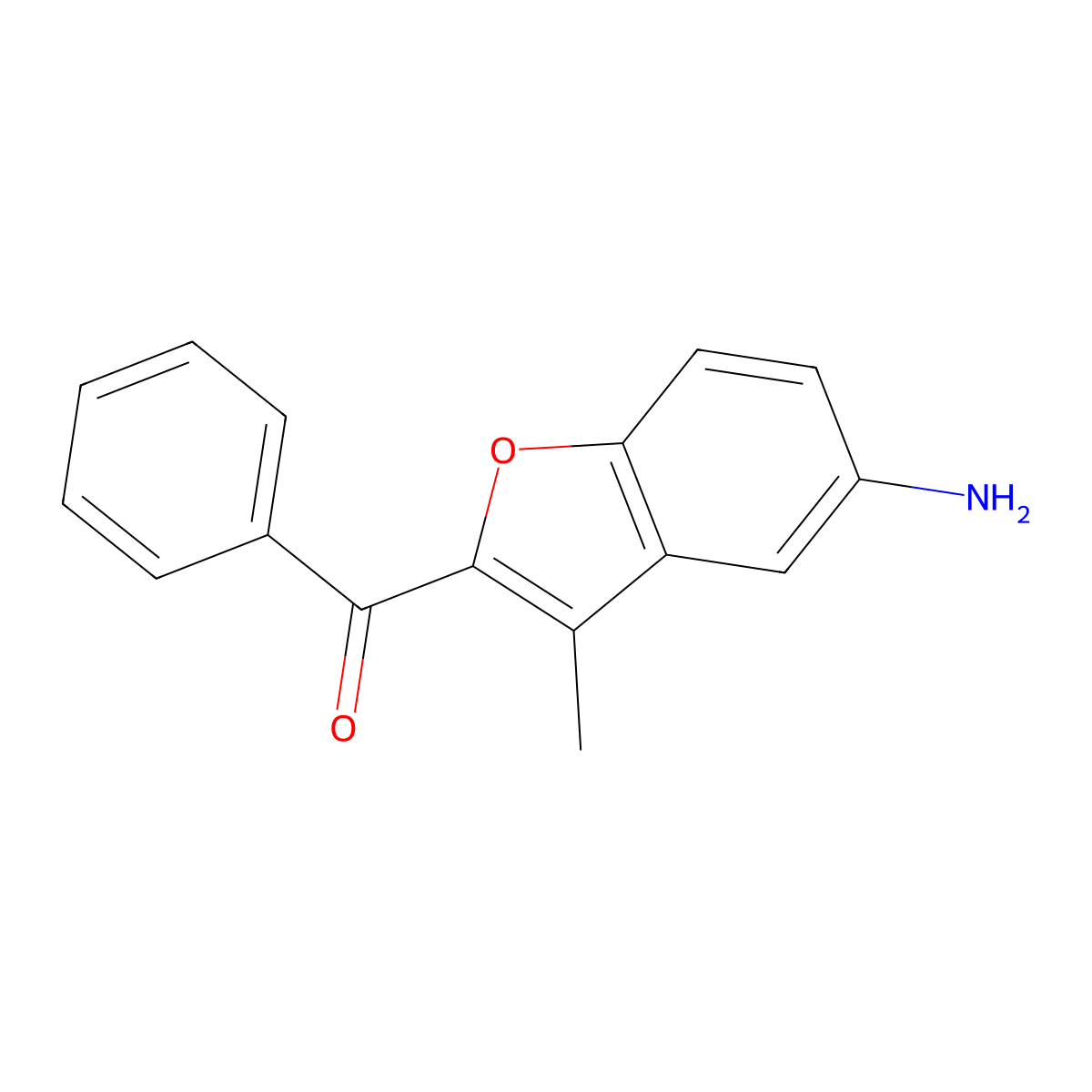 (5-Amino-3-methylbenzofuran-2-yl)(phenyl)methanone molecular structure, CAS 174346-42-0