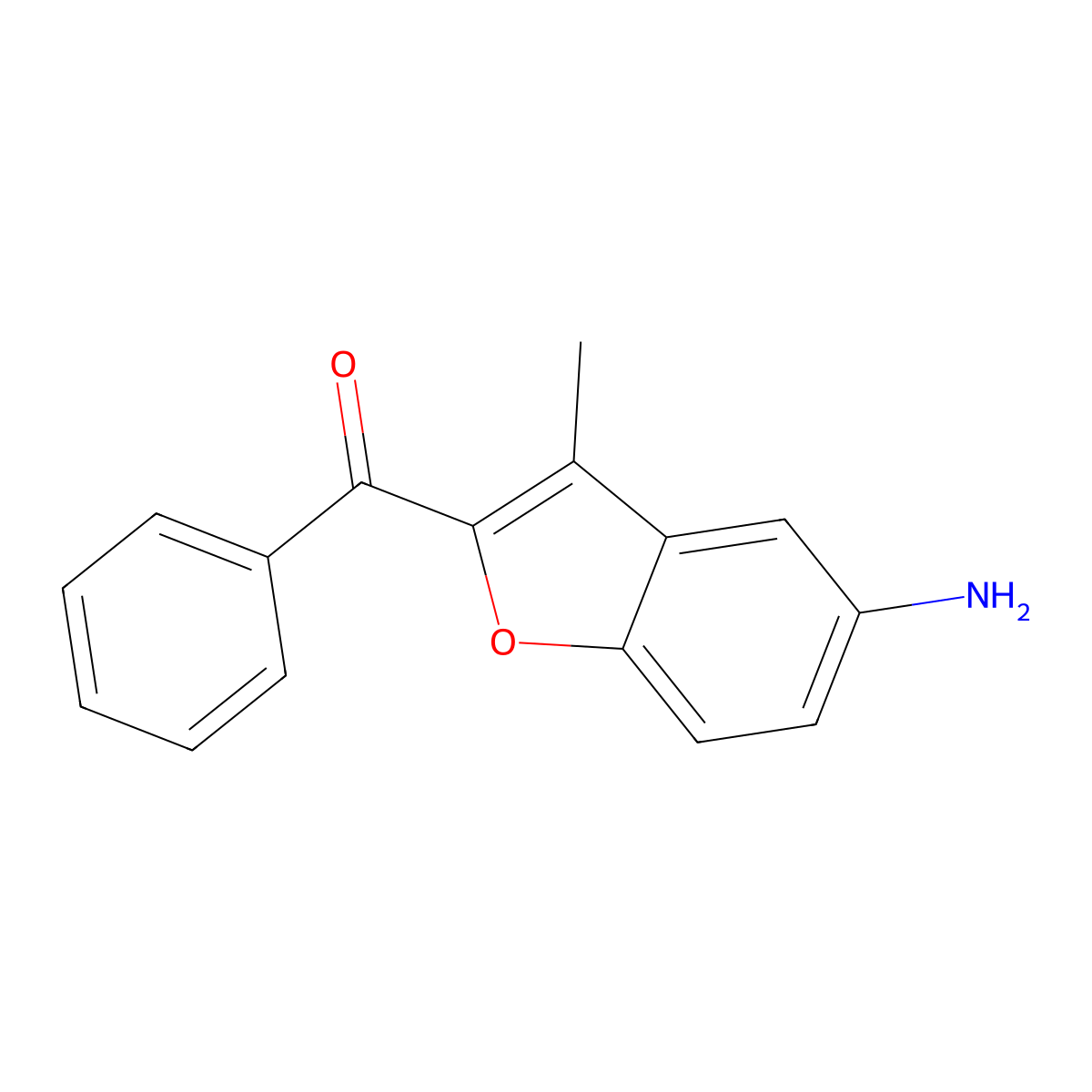 (5-Amino-3-methylbenzofuran-2-yl)(phenyl)methanone molecular structure, CAS 174346-42-0