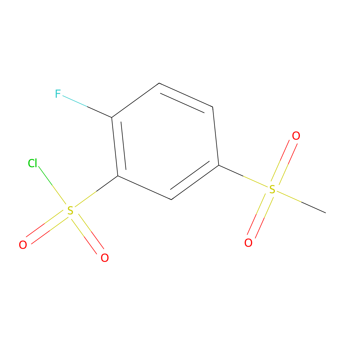 2-Fluoro-5-methanesulfonyl-benzenesulfonyl chloride molecular structure, CAS 1744-09-8