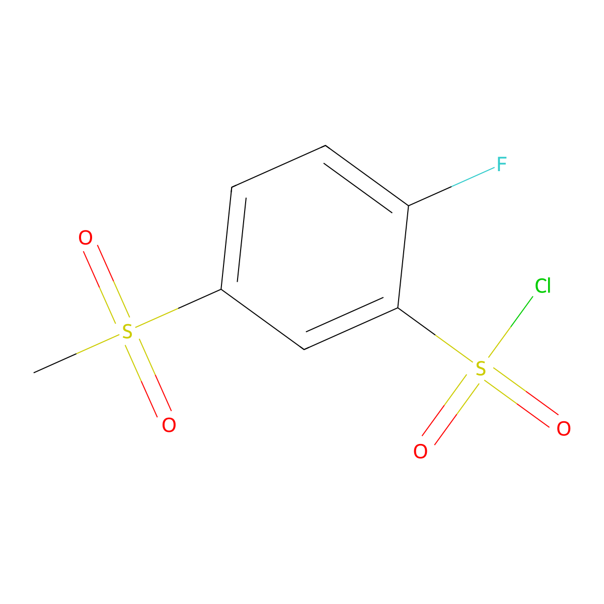 2-Fluoro-5-methanesulfonyl-benzenesulfonyl chloride molecular structure, CAS 1744-09-8
