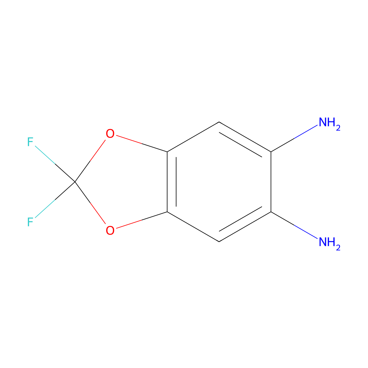 2,2-difluoro-2H-1,3-benzodioxole-5,6-diamine molecular structure, CAS 1744-12-3