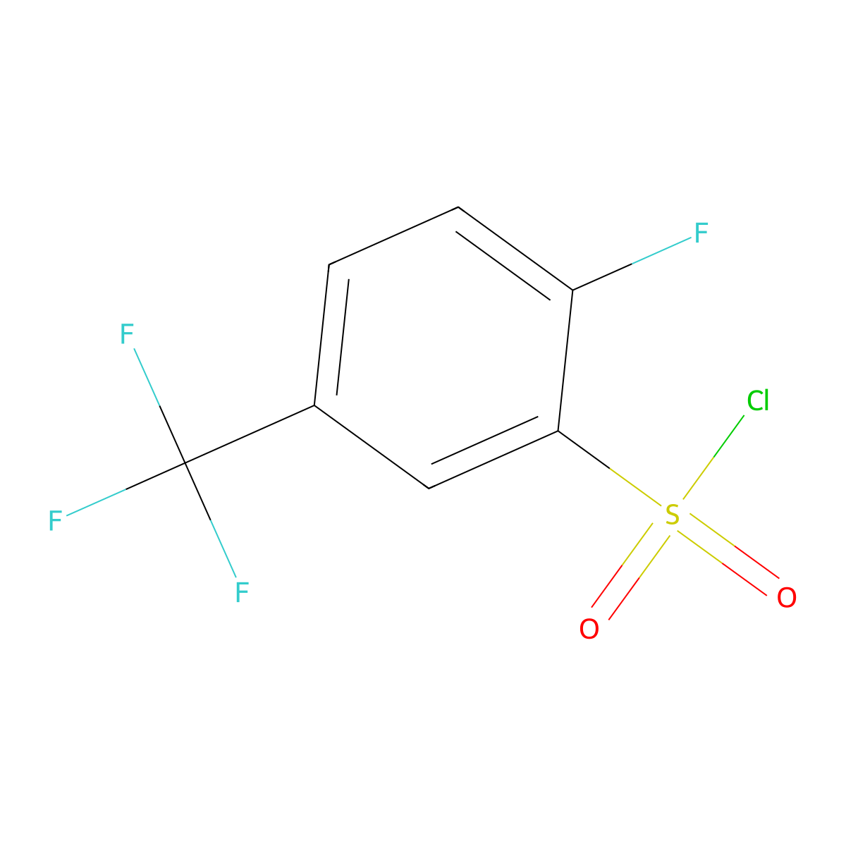 2-Fluoro-5-(trifluoromethyl)benzene-1-sulfonyl chloride molecular structure, CAS 1744-43-0